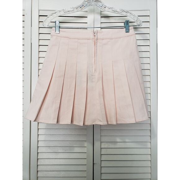 Le Lis Mini Skirt Women's Size Small Light Pink Pleated Canvas Back Zip A-Line - Picture 4 of 11